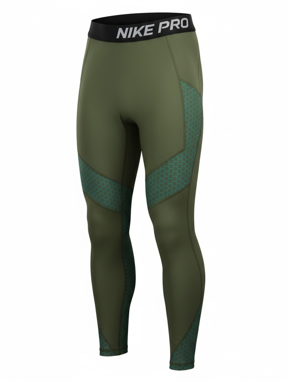 Nike Men’s Olive Green Swim Rash Compression Tights with Black Waistband